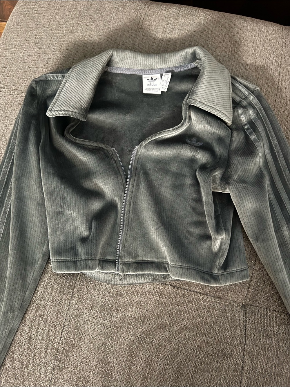 adidas Women's Velvet Zip-Up Track Jacket in Grey